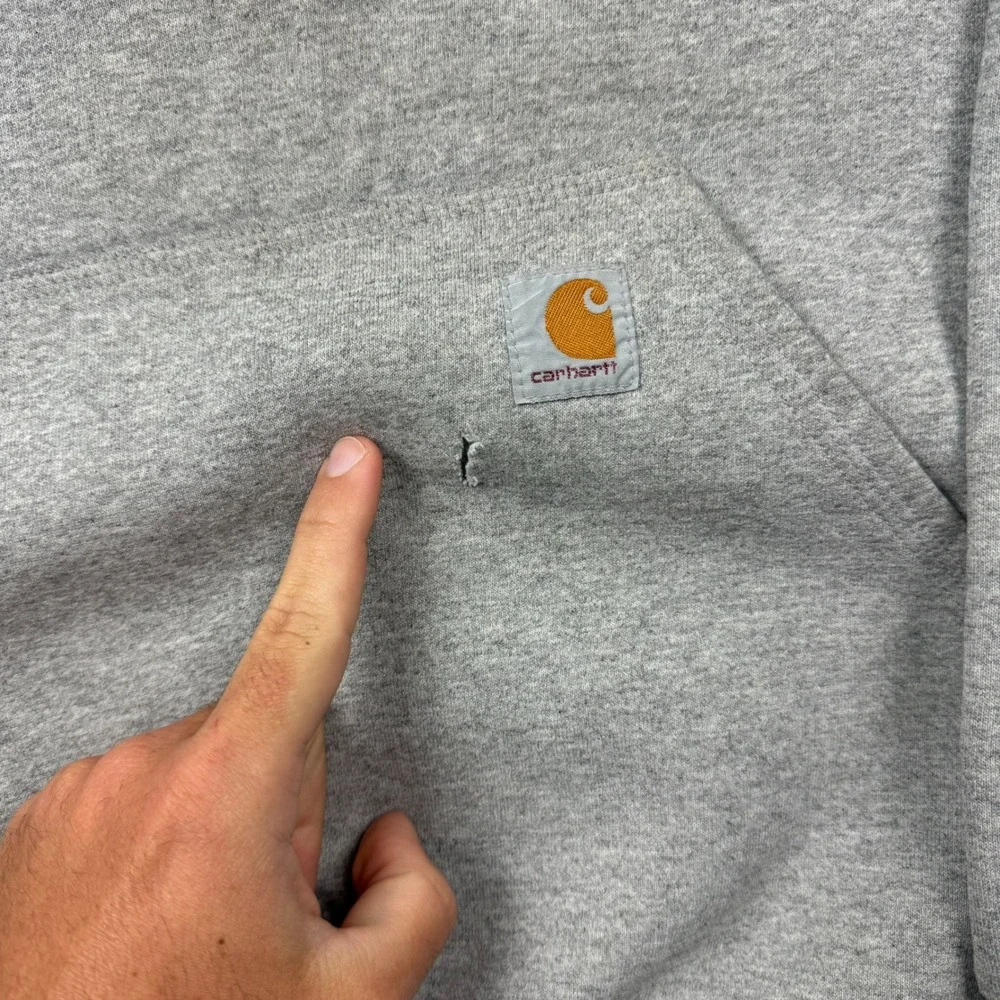 Carhartt Hoodie Men Medium Gray Sweatshirt‎ Original Fit Workwear Distressed